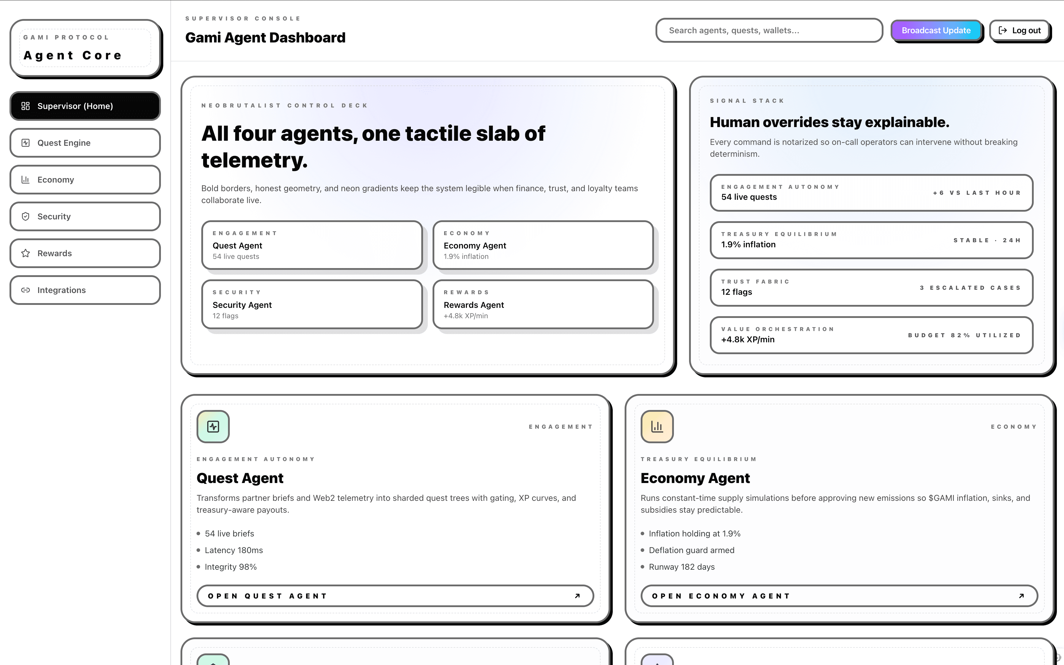 Gami Protocol dashboard